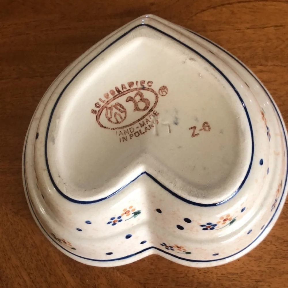 BOLESLAWIEC Polish Pottery Heart Shaped Bowl